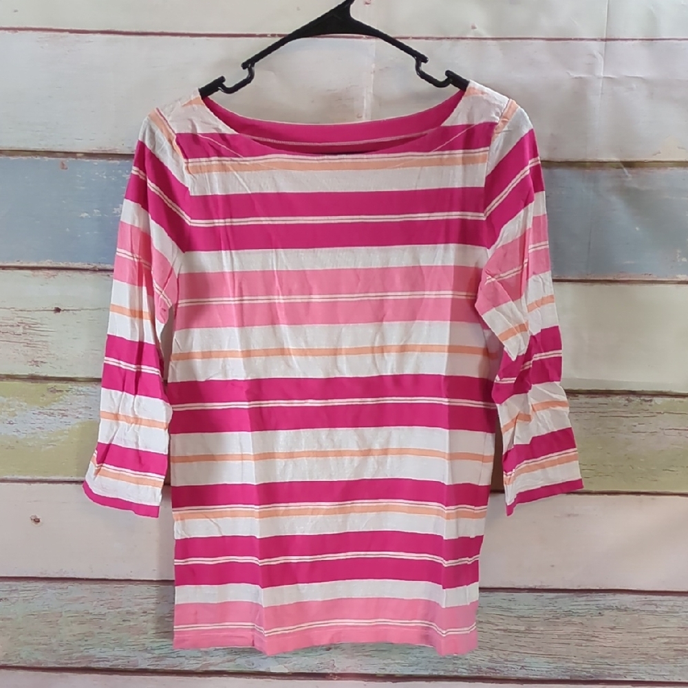 Loft Striped Pink and White Women's Top